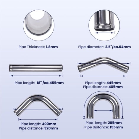 Kit de Tuyauterie Universel en Aluminium de 2,5" 64 mm pour Intercooler et Turbo