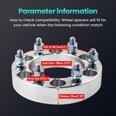 6x139.7 Roue Entretoises 35mm Wheel Spacer For Ford Endeavour 2000 2001-2020