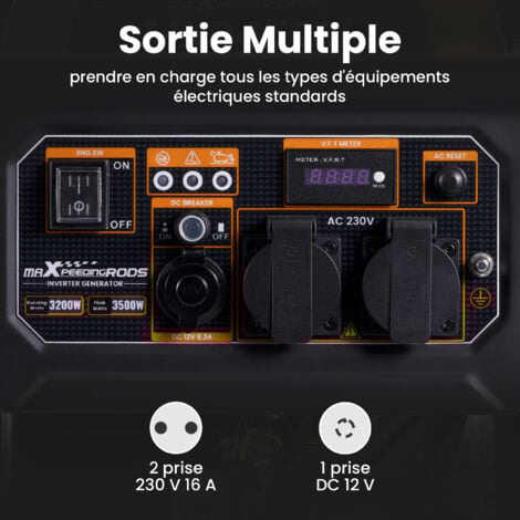 3500W Groupe électrogène Inverter à l'essence 4 temps avec 2 prises 230V générateur silencieux léger secours alimentation domestique pour Garage Atelier Chantier camping 3500W maXpeedingrods 3500W