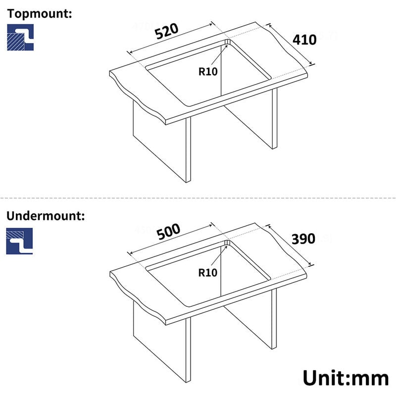 Fregadero cocina 1 seno 55x44cm, Auralum fregadero de cocina de acero  inoxidable, fregadero con sifón, Dispositivos de drenaje y rebosadero (Inox  Cepillado) : : Bricolaje y herramientas