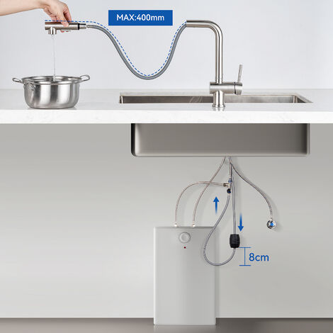 LOVHAUS Grifo De Cocina Extraíble De Baja Presión, Grifo Mezclador De Dos Tipos De Chorro De Agua Para Caldera, Grifo Giratorio De 360° Para Fregadero | Leroy Merlin