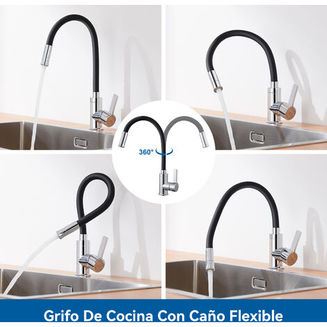 Grifo Cocina Negro FORIOUS Grifo Cocina Extrau00edble, Grifo