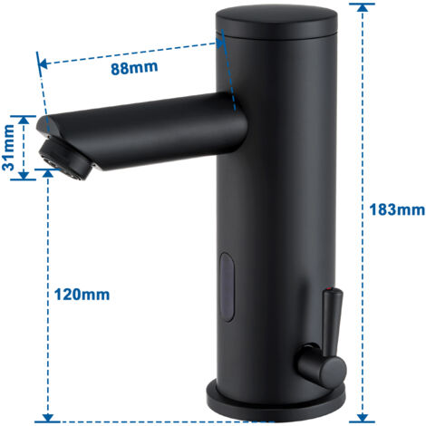 Auralum Grifo Lavabo con Sensor Automático Negro, Grifo de Lavabo con  Sensor de infrarrojo sin Contacto