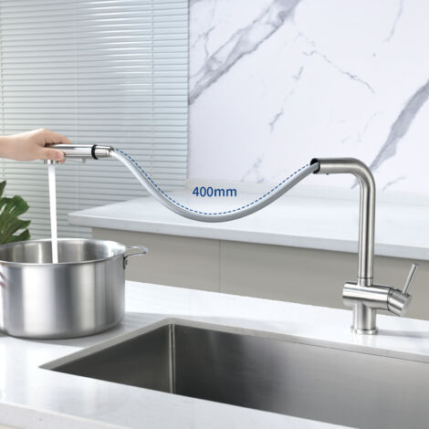 Grifo de Cocina de Alta Presión, Grifo de Cocina Extraíble, Grifo de Cocina con Ducha Dos Tipos de Chorro de Agua, Giratorio 360°