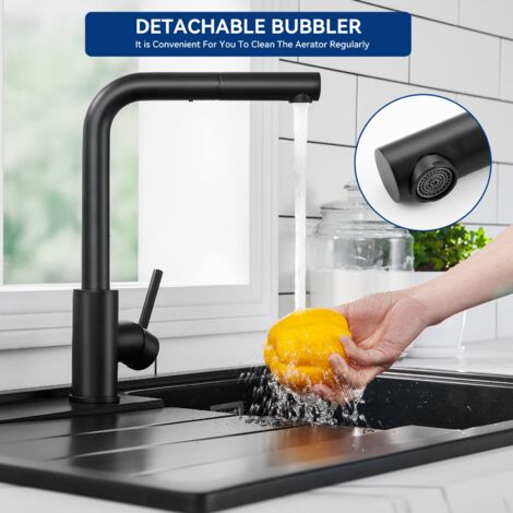 CECIPA Grifo de Cocina con Ducha Extraíble Negro - Grifo Monomando Para Fregadero Grifo de Cocina Giratorio 360