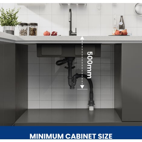 Cecipa Fregadero de Cocina de un Seno 70x44x21cm, Fregadero con Escurridor + Seno, Fregadero bajo Encimera de Acero Inoxidable 201 para Cocina, Negro