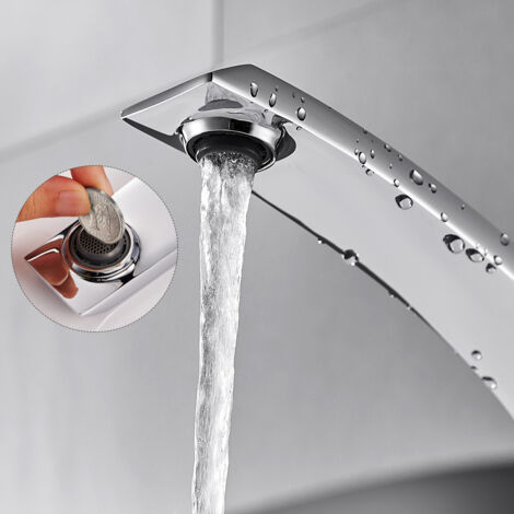 Grifo para Lavabo de Baño Diseño Moderno, Monomando Grifo de Cuenca con Aireador Desmontable, Latón Cromado