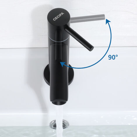 CECIPA grifo de baño grifo de agua fría negro con aireador reemplazable altura de caño 93,4 mm