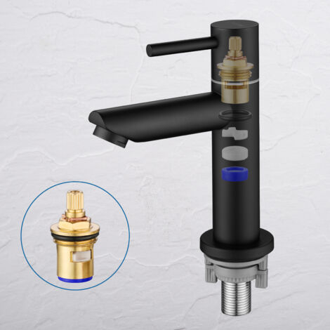 CECIPA grifo de baño grifo de agua fría negro con aireador reemplazable altura de caño 93,4 mm
