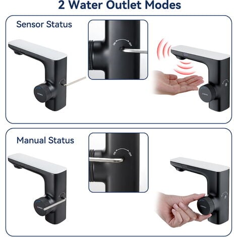 Grifo de lavabo negro mate con sensor táctil automático grifos baño latón  fregadero grifos mezclador y grifo mezclador de agua táctil libre