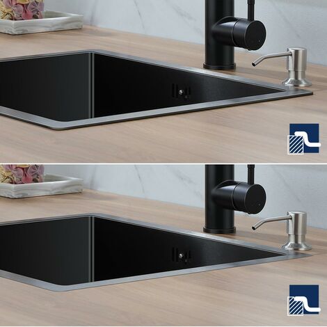 Auralum 55 x 45 x 18,5 cm Fregadero de Cocina 1 Seno Gris oscuro Acero Inoxidable Fregadero empotrado hecho a mano Con Dispensador de Jabón