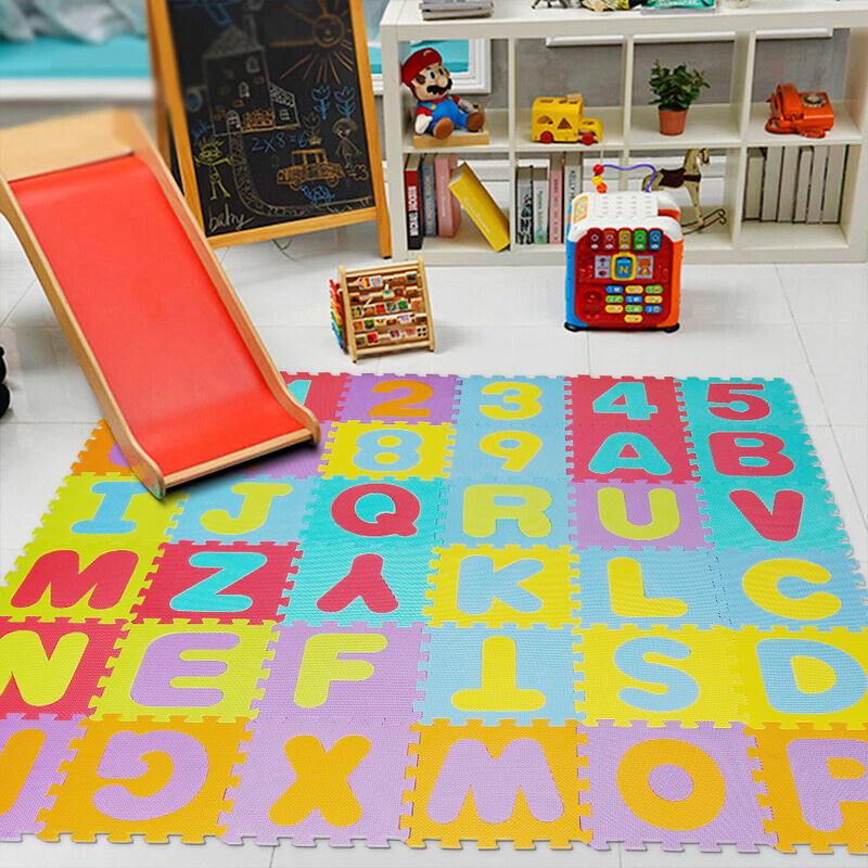 36 Pièces Tapis de Jeu pour Enfants Swonuk Puzzle Tapis Mousse Bébe Puzzle Mousse Alphabet & Chiffres 15x15cm 