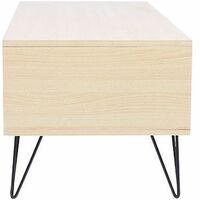 Meuble TV Table Basse Style Scandinave avec 2 Portes et 2 Etagères - Couleur Bois et Noir
