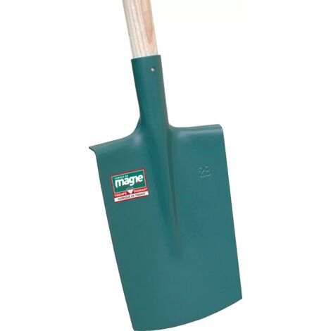 Bêche à rebords 28 cm – Acier et bois – Manche de 105 cm pour travail de sol – Conçue pour terrains accidentés – Forges De Magne