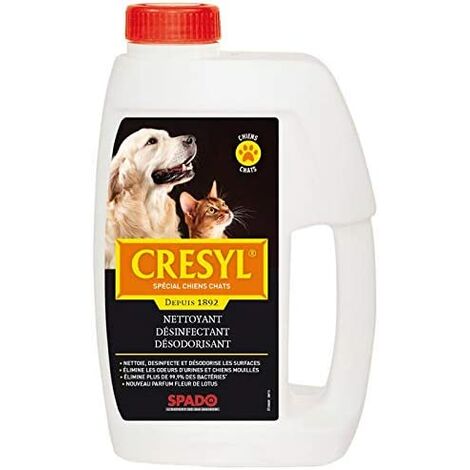 Le Plus De L'Entretien – Répulsif Crésyl spécial chiens et chats 1 L – Désinfectant pour espaces fréquentés par animaux – Formule efficace contre parasites