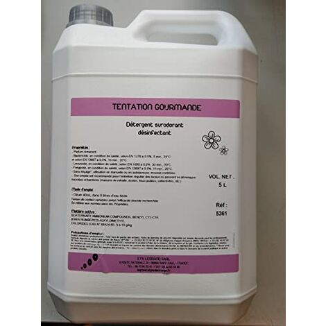nettoyant surodorant 3D TENTATION GOURMANDE - 5L : bactÃƒÂ©ricide, fongicide et levuricide - Fabrication FranÃƒÂ§aise