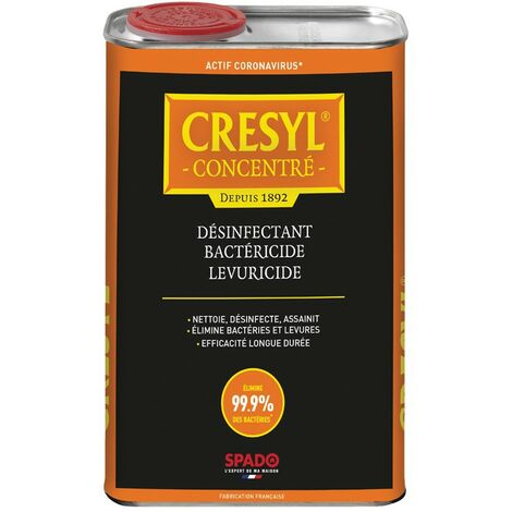 Nettoyant désinfectant CRESYL 1L – Élimine 99,9% des bactéries – Pour caves et garages – Formule avec amérisant – Spado