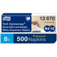 Tork Xpressnap® Serviettes Enchevêtrées Extra Douces Blanches décor feuille pour distributeur N4 (8x500) 13670