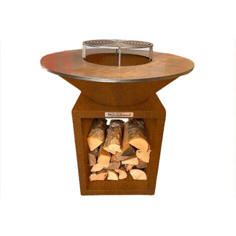Brasero en acier CORTEN 95 cm – Hauteur ajustable 100 cm – Pour espaces extérieurs – Finition durable et résistante à la corrosion