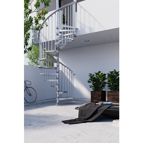 Misterstep - Scala a Chiocciola Ø 120 cm - Exterior Zink - Colore Argento Metallo
