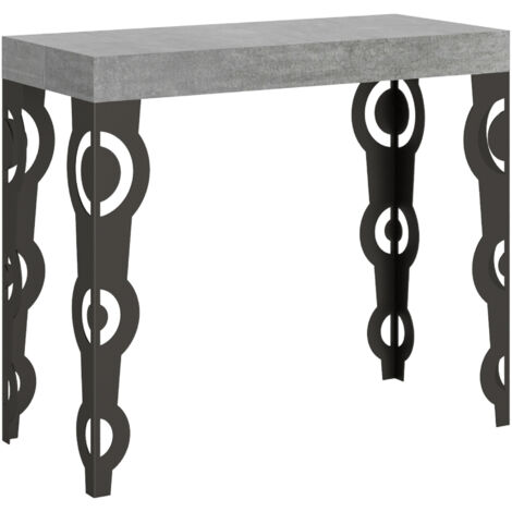 Console Extensible 90X40/196 Cm Karamay Petit Ciment Structure Anthracite (1/4)