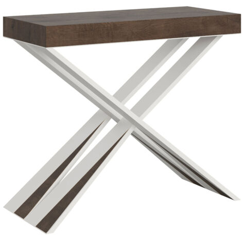 Console extensible 90x40/196 cm Diago Small Noyer Structure Blanc