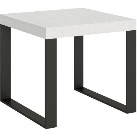 Table extensible 90x90/246 cm Tecno Frêne Blanc structure Anthracite (1/4)