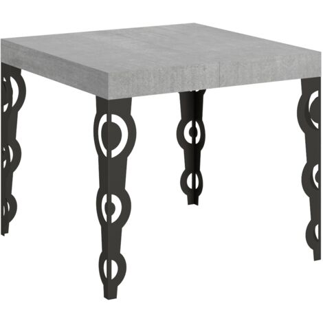 Table extensible Karamay 90/246x90 cm pieds béton anthracite (1/4)