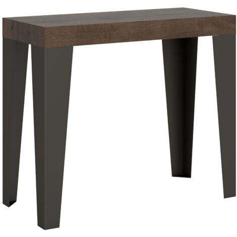 Console extensible 90x40/300 cm Noyer Flamme Structure Anthracite (1/5)