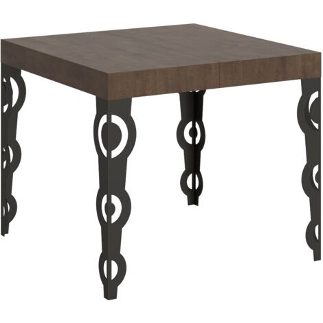 Table extensible Karamay 90/246x90 cm pieds noyer anthracite (1/4)