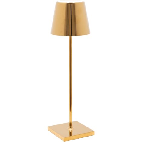 Lampe de table LED Poldina Pro Glossy Gold, rechargeable et dimmable avec une autonomie allant jusqu'à 12 heures