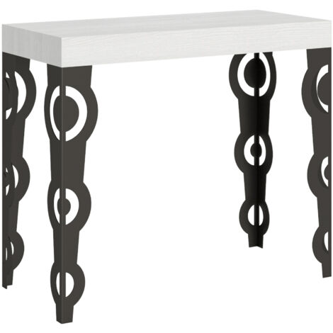 Console extensible 90x40/196 cm Karamay Small Frêne Blanc structure Anthracite (1/4)