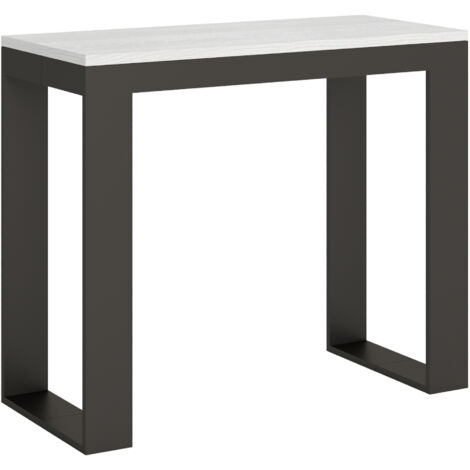 Console extensible 90x40/196 cm Tecno Small Evolution Frêne Blanc structure Anthracite (1/5)
