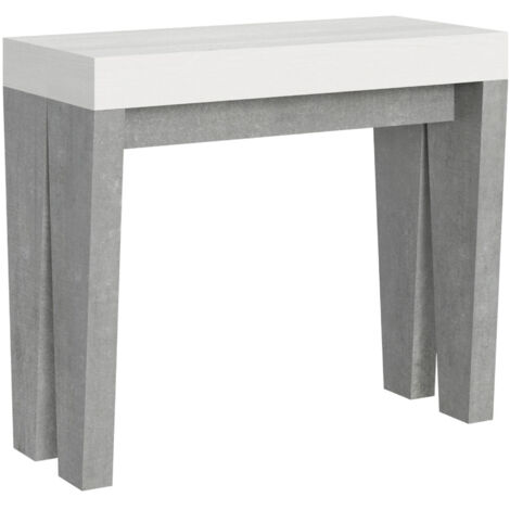 Console Extensible 90X40/300 Cm Spimbo Mix Plateau Frêne Blanc Structure Ciment (1/5)