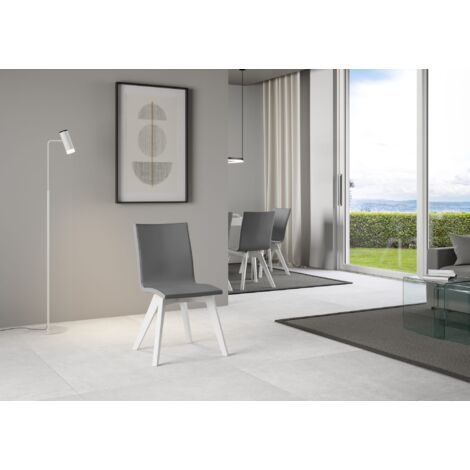Chaise Trudy pieds blancs coussin gris 11 (1/3)