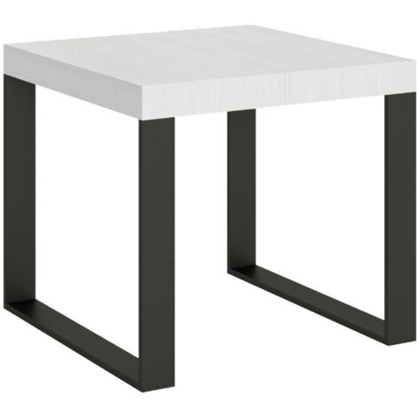 Table extensible 90/246x90 cm Tecno Premium frêne blanc avec pieds anthracite (1/5)