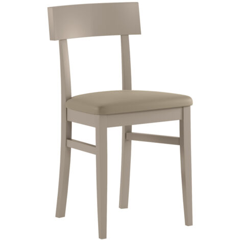 Lot de 4 Chaises en bois laqué taupe avec assise en similicuir 445xh. 82 cm (1/5)