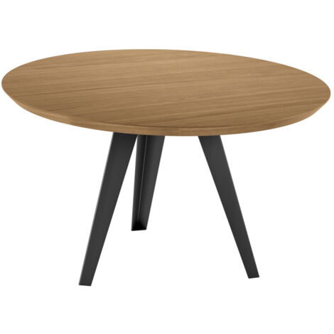 Table Fixe - Henry - Chêne plaqué brut - Métal - Chêne - Noir - 130cm x 76cm (1/3)