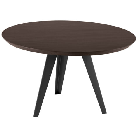 Table Fixe - Henry - Chêne thermochauffé - Métal - 0cm x Diam 130cm H. 76cm - Noir (1/3)