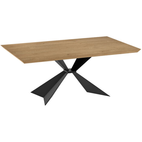 Table Fixe - Stark - Chêne naturel - Noir - 100cm x 200cm x H. 76cm (1/4)