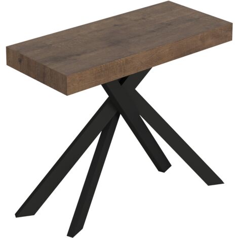 Console extensible 90x40/300 cm Noyer Saki pieds anthracite (1/3)