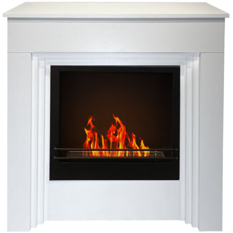 Cheminée au bioéthanol au sol BELLINI en bois blanc Made in Italy L96 x P35 x H96