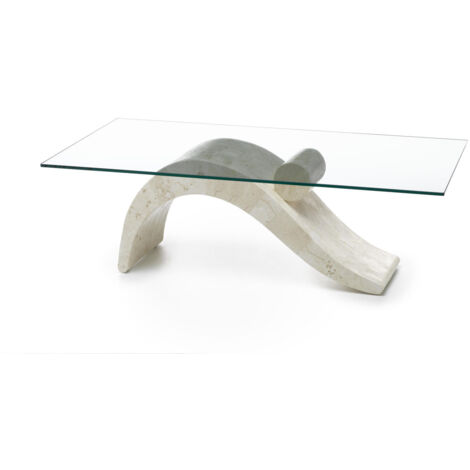 Colombe Table basse (120 x 70 x 40 Transparent) en verre trempé beige (1/3)