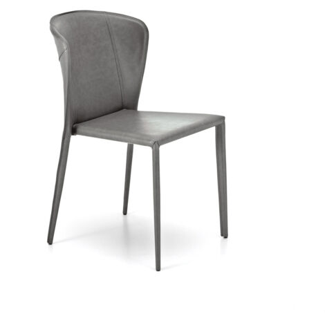 Lot de 4 chaises similicuir avec assise gris clair 49x56x82h cm (1/5)