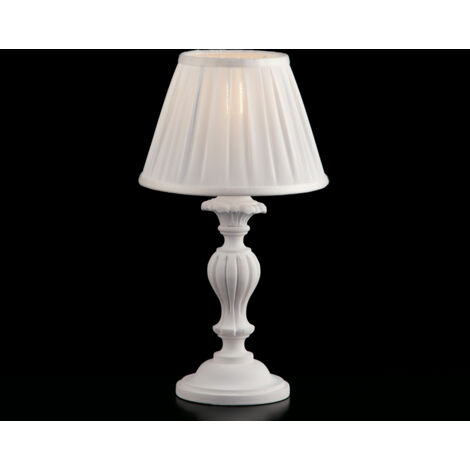 Leonardo Lampe de table Shabby en bois blanc 1 lumière avec abat-jour dm.20 H.43 d.20 BL180-LT-BCO (1/2)