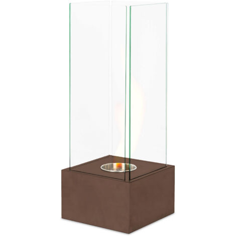 Cheminée à bioéthanol moderne rouille 25 x 25 x h 65 (1/2)