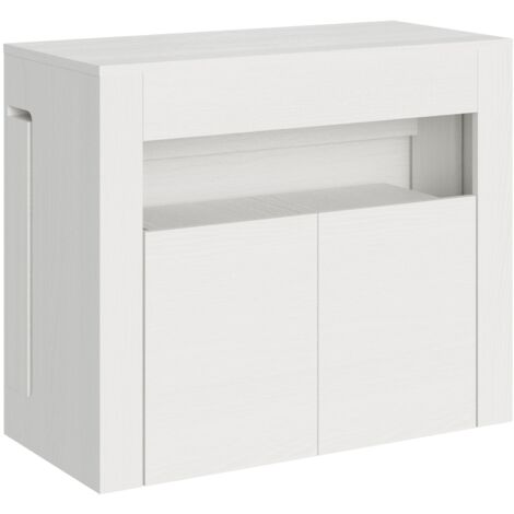 Console extensible 90x42/302 cm – Frêne blanc – Banquette intégrée – Mécanisme d'extension avec guides télescopiques – Itamoby