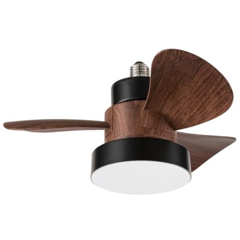 Ventilateur plafond LED KLIM-M 1250 noir pales noyer foncé