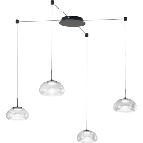 Brena - Suspension Transparente Décentralisée 4 Lumières - Fabas Luce - Led 40W Dimmable - Montage Décentralisé (1/4)