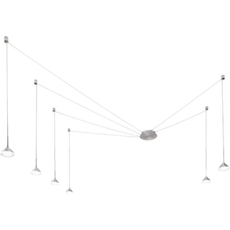 Suspension Led Isabella 48W 3000K Dimmable D 350 Cm Aluminium Satiné - Métal Lustré Aux Formes Variables (1/4)